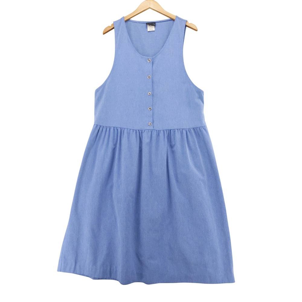 BonWorth‎ Jumper Dress Womens Large Blue Vintage 80s 90s Button Front Sleeveless